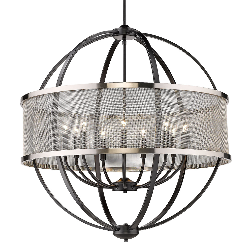 Golden Lighting Colson 9-light Chandelier in Matte Black and Pewter shade